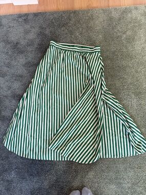 Madewell Green and White Striped Maxi Skirt